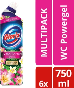 Glorix WC Powergel Toiletreiniger Pink Flower - 6 X 750 Ml - Voordeelverpakking -Woonwinkel 1003x1200