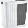 Sumpas - Wasmand - 2 Vakken - Met Touch Deksel - 80 Liter - Antraciet/Wit - 100% Gerecycled Plastic