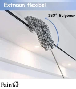 Fain® Plumeau Met Telescoopsteel – Grijs – 80 Tot 280 Cm - Uitschuifbaar – Wasbaar - Flexibel 360° Draaibaar – Duster - Microvezel Ragebol -Woonwinkel 1033x1200