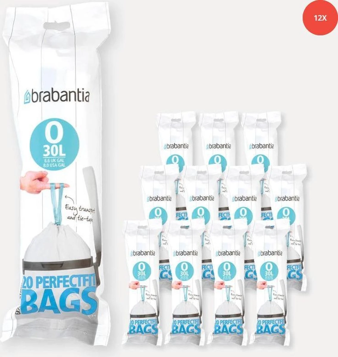 Brabantia PerfectFit Vuilniszakken - 30 L - Code O - 12 Rollen X 20 Stuks 2 Brabantia PerfectFit Vuilniszakken - 30 L - Code O - 12 Rollen X 20 Stuks - Afbeelding 2