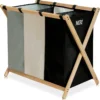 MIRI Wasmand 3 Vakken BAMBOE – Wassorteerder – Hout – Opvouwbaar – Wasbox – 105L – Gratis Schroevendraaier – Wasmanden – Laundry Basket