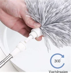 Fain® Plumeau Met Telescoopsteel – Grijs – 80 Tot 280 Cm - Uitschuifbaar – Wasbaar - Flexibel 360° Draaibaar – Duster - Microvezel Ragebol -Woonwinkel 1181x1200