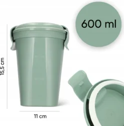 Curver Lunch & Go Beker - Magnetronbestendig - Lunchbeker – Muesli Beker - Soepbeker - Yoghurt Beker To Go – LunchBox - KoffieBeker - Salade Lunchbox - 0,6l – Groen -Woonwinkel 1186x1200