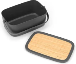 Brabantia Nic Broodtrommel - Met Bamboe Deksel - Dark Grey -Woonwinkel 1200x1017