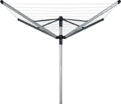 Brabantia Lift-O-Matic Advance Droogmolen Met Grondanker, Beschermhoes En Wasknijpertasje - 50 M - Metallic Grey -Woonwinkel 1200x1027