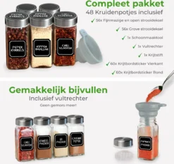 Soothe 48 Glazen Kruidenpotjes Set Met 2 Soorten Strooideksels – Kruidenstrooier – Compleet Pakket Incl Kruidenpotjes Stickers, Krijtstift En Accessoires 16 Soothe 48 Glazen Kruidenpotjes Set Met 2 Soorten Strooideksels – Kruidenstrooier – Compleet Pakket Incl Kruidenpotjes Stickers, Krijtstift En Accessoires -Woonwinkel 1200x1134