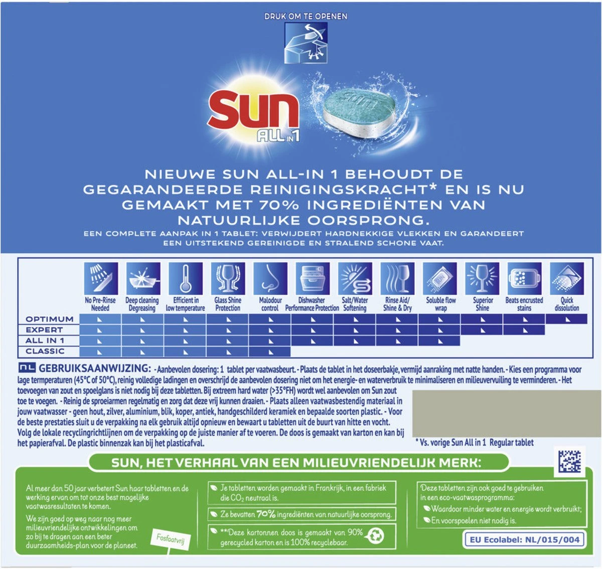 SUN® Sun All-in 1 Normaal Vaatwastabletten - 276 Tabletten - Voordeelverpakking 2 SUN® Sun All-in 1 Normaal Vaatwastabletten - 276 Tabletten - Voordeelverpakking - Afbeelding 2