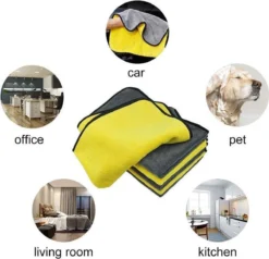Merkloos Microvezel Droogdoek-Auto Droogdoek-Auto Droogdoek Microvezeldoek-auto Poetsen-poetsdoek- Reinigingsdoekjes- Duurzaam – 30x30 Cm - Geel/grijs -Woonwinkel 1200x1154 3