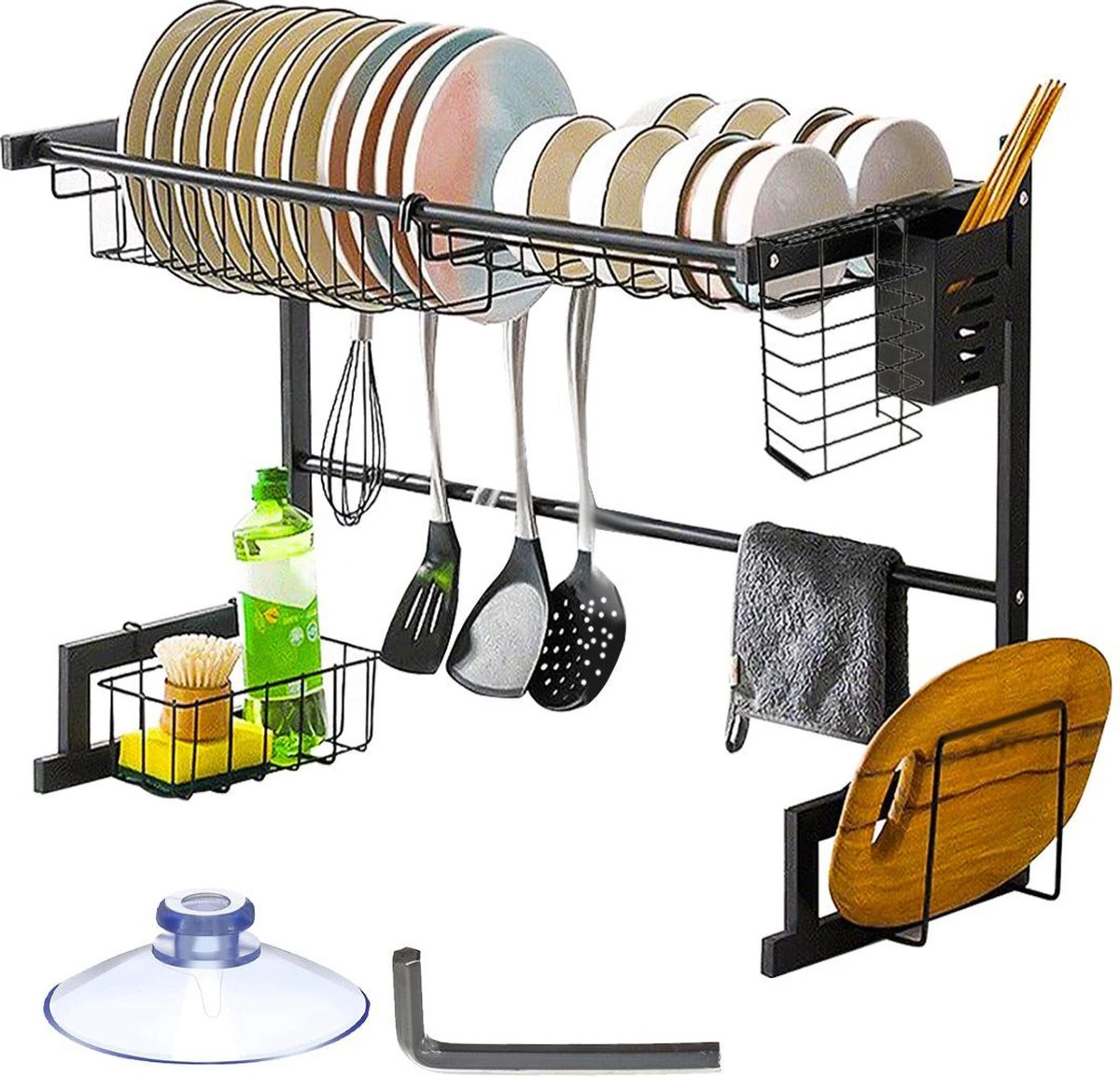 Afdruiprek Droger Zwart Voor Bestek Boven De Gootsteen 65 Cm X 29 Cm X 52 Cm 1 Afdruiprek Droger Zwart Voor Bestek Boven De Gootsteen 65 Cm X 29 Cm X 52 Cm