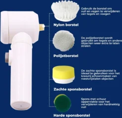 B-care Magic Brush - Elektrische Multifunctionele Schoonmaakborstel - 7 Opzetstukken - Wasborstel - Poetsmachine - Schrobborstel - Handborstel - Werkborstel - Schrobber - Boorborstel - Reinigingsborstel -Woonwinkel 1200x1156 8