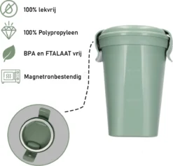 Curver Lunch & Go Beker - Magnetronbestendig - Lunchbeker – Muesli Beker - Soepbeker - Yoghurt Beker To Go – LunchBox - KoffieBeker - Salade Lunchbox - 0,6l – Groen -Woonwinkel 1200x1157