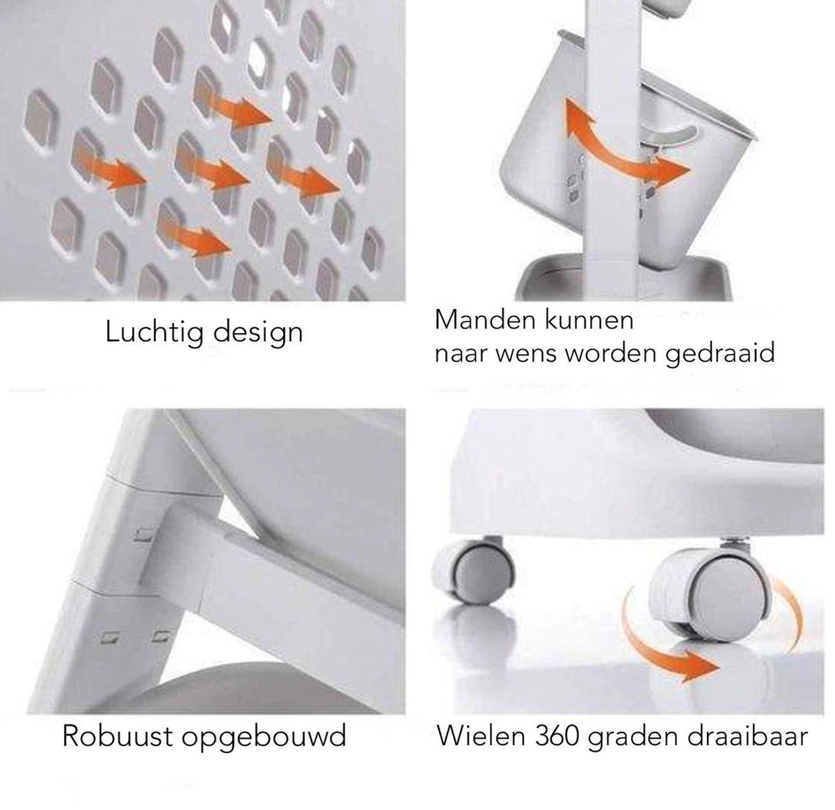 Sens Design Wassorteerder – Wasmand Met 3 Vakken - Op Wieltjes 5 Sens Design Wassorteerder – Wasmand Met 3 Vakken - Op Wieltjes - Afbeelding 5