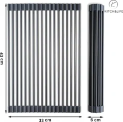 Kitch&Life Afdruiprek Oprolbaar - Mat Zwart - Pannenonderzetter - Afdruipmat - Keukenrek 3-in-1 14 Kitch&Life Afdruiprek Oprolbaar - Mat Zwart - Pannenonderzetter - Afdruipmat - Keukenrek 3-in-1 -Woonwinkel 1200x1185 1