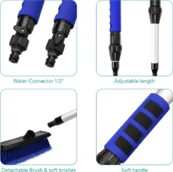 Navaris Telescopische Autowasborstel - Watergevoerde Wasborstel Voor Auto's En Ramen Met Uitschuifbare Lange Handgreep En Zachte Haren - Blauw -Woonwinkel 1200x1193