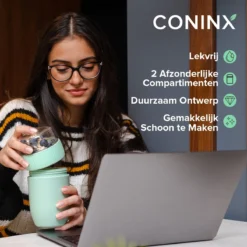 Coninx Yoghurtbeker To Go - Muesli Beker To Go - Lunchbeker - Mueslibeker 640ml (450ml+190ml) - Groen -Woonwinkel 1200x1200 181