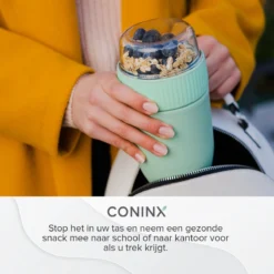 Coninx Yoghurtbeker To Go - Muesli Beker To Go - Lunchbeker - Mueslibeker 640ml (450ml+190ml) - Groen -Woonwinkel 1200x1200 184