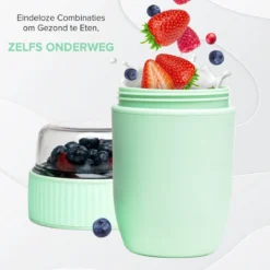 Coninx Yoghurtbeker To Go - Muesli Beker To Go - Lunchbeker - Mueslibeker 640ml (450ml+190ml) - Groen -Woonwinkel 1200x1200 185