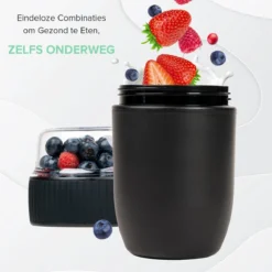 Coninx Yoghurtbeker To Go - Muesli Beker To Go - Lunchbeker - Mueslibeker 640ml (450ml+190ml) - Zwart -Woonwinkel 1200x1200 197