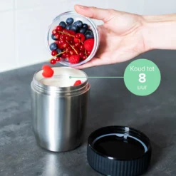 Coninx Thermos Lunchbox - Muesli Beker To Go - Isoleer Lunchpot - Yoghurtbeker To Go - Mueslibeker 840ml (600ml+240ml) - RVS -Woonwinkel 1200x1200 205