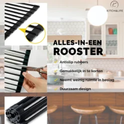 Kitch&Life Afdruiprek Oprolbaar - Mat Zwart - Pannenonderzetter - Afdruipmat - Keukenrek 3-in-1 12 Kitch&Life Afdruiprek Oprolbaar - Mat Zwart - Pannenonderzetter - Afdruipmat - Keukenrek 3-in-1 -Woonwinkel 1200x1200 221