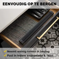 Kitch&Life Afdruiprek Oprolbaar - Mat Zwart - Pannenonderzetter - Afdruipmat - Keukenrek 3-in-1 16 Kitch&Life Afdruiprek Oprolbaar - Mat Zwart - Pannenonderzetter - Afdruipmat - Keukenrek 3-in-1 -Woonwinkel 1200x1200 223