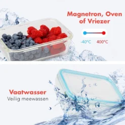 KitchenBrothers Meal Prep Bakjes - Set - Luchtdicht - BPA Vrij - Glas - 9 Stuks -Woonwinkel 1200x1200 410