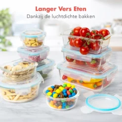KitchenBrothers Meal Prep Bakjes - Set - Luchtdicht - BPA Vrij - Glas - 9 Stuks -Woonwinkel 1200x1200 414