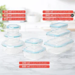 KitchenBrothers Meal Prep Bakjes - Set - Luchtdicht - BPA Vrij - Glas - 9 Stuks -Woonwinkel 1200x1200 415