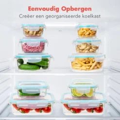 KitchenBrothers Meal Prep Bakjes - Set - Luchtdicht - BPA Vrij - Glas - 9 Stuks -Woonwinkel 1200x1200 417