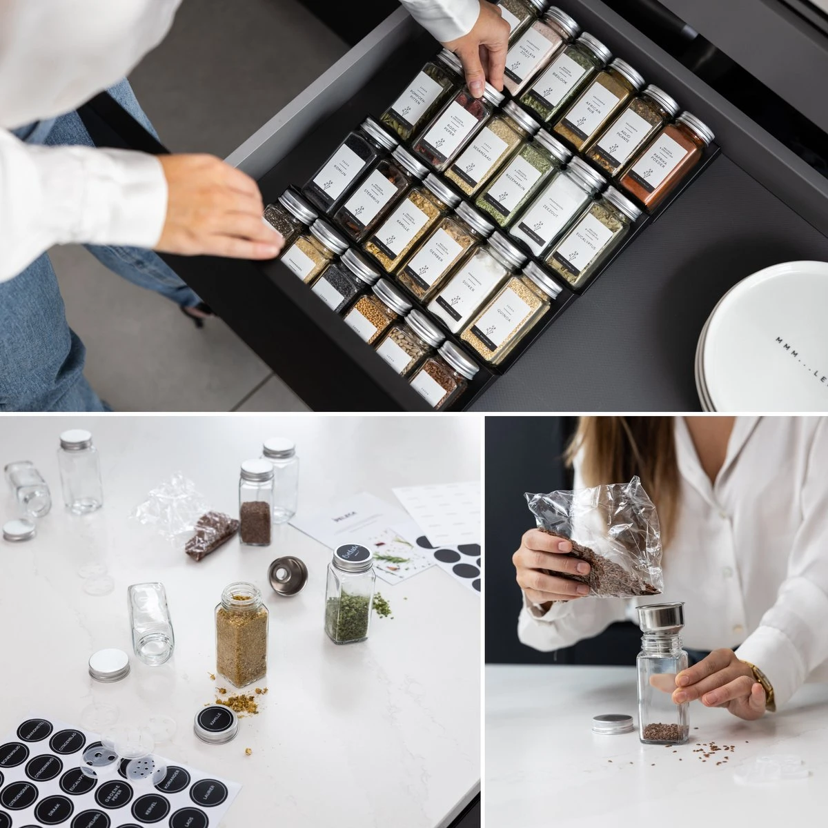 Deleca 24 Glazen Kruidenpotjes - Incl. 3 Soorten Stickers En Strooideksel Set - Voorraadpotten Glas Met Deksel - Kruidenstrooier - 10,5 X 4,3 Cm - Vierkant / 120 Ml 3 Deleca 24 Glazen Kruidenpotjes - Incl. 3 Soorten Stickers En Strooideksel Set - Voorraadpotten Glas Met Deksel - Kruidenstrooier - 10,5 X 4,3 Cm - Vierkant / 120 Ml - Afbeelding 3