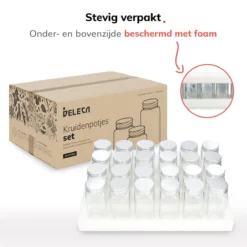 Deleca 24 Glazen Kruidenpotjes - Incl. 3 Soorten Stickers En Strooideksel Set - Voorraadpotten Glas Met Deksel - Kruidenstrooier - 10,5 X 4,3 Cm - Vierkant / 120 Ml 18 Deleca 24 Glazen Kruidenpotjes - Incl. 3 Soorten Stickers En Strooideksel Set - Voorraadpotten Glas Met Deksel - Kruidenstrooier - 10,5 X 4,3 Cm - Vierkant / 120 Ml -Woonwinkel 1200x1200 454
