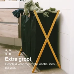 JASC Wasmand 3 Vakken - Wassorteerder - Wasmanden - Zwart - Bamboe - 128 Liter -Woonwinkel 1200x1200 478