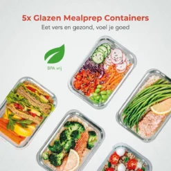 KitchenBrothers Meal Prep Bakjes - Set - Luchtdicht - BPA Vrij - 1L - Glas - 5 Stuks -Woonwinkel 1200x1200 519