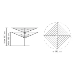 Brabantia Lift-O-Matic Advance Droogmolen Met Grondanker, Beschermhoes En Wasknijpertasje - 50 M - Metallic Grey -Woonwinkel 1200x1200 523