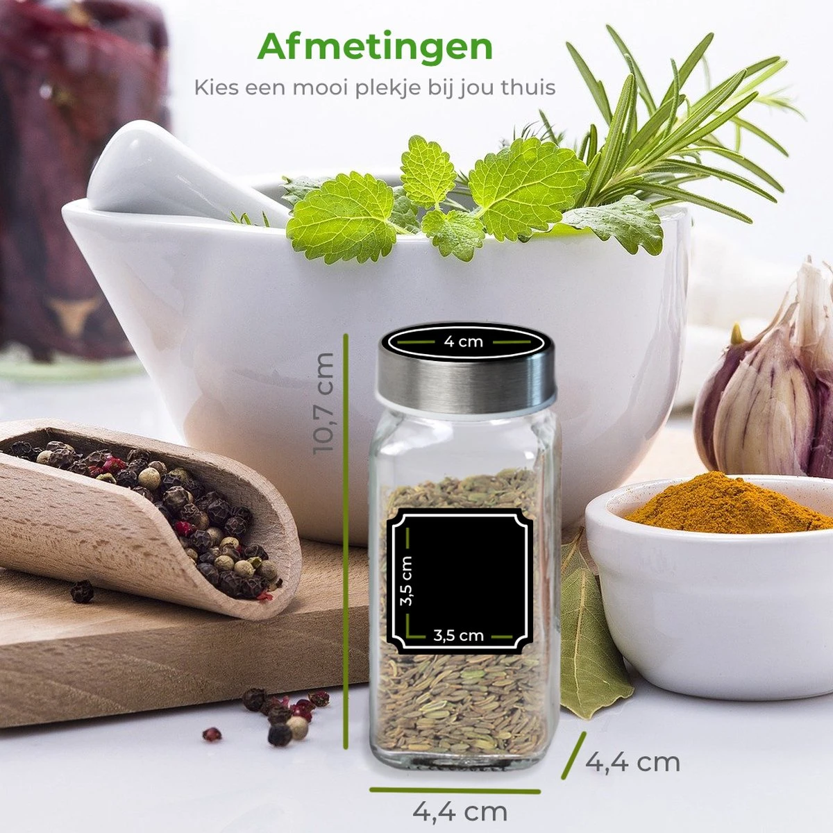 Soothe 48 Glazen Kruidenpotjes Set Met 2 Soorten Strooideksels – Kruidenstrooier – Compleet Pakket Incl Kruidenpotjes Stickers, Krijtstift En Accessoires 9 Soothe 48 Glazen Kruidenpotjes Set Met 2 Soorten Strooideksels – Kruidenstrooier – Compleet Pakket Incl Kruidenpotjes Stickers, Krijtstift En Accessoires - Afbeelding 9