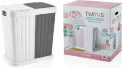 Sumpas - Wasmand - 2 Vakken - Met Touch Deksel - 80 Liter - Antraciet/Wit - 100% Gerecycled Plastic -Woonwinkel 1200x669 2