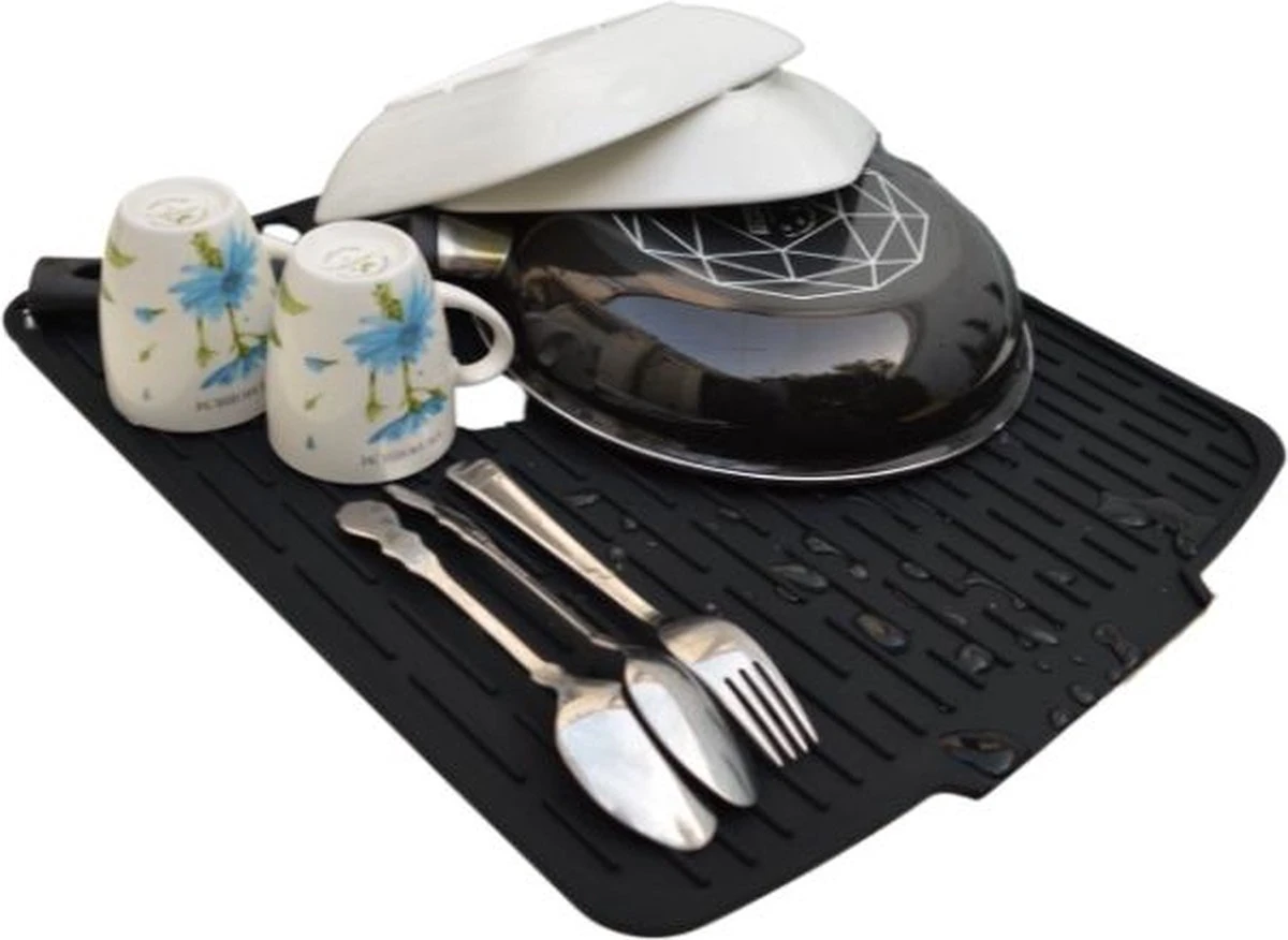 HOMYHON Afdruipmat -Afdruipmat Siliconen -Pannenonderzetter- Antislip -Hittebestendig - Aanrecht Mat -Siliconen Mat - 40 X 46 Cm - Zwart 3 HOMYHON Afdruipmat -Afdruipmat Siliconen -Pannenonderzetter- Antislip -Hittebestendig - Aanrecht Mat -Siliconen Mat - 40 X 46 Cm - Zwart - Afbeelding 3