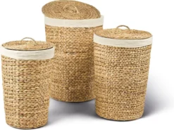 1x FAM Baskets Ronde Wasmand Small - Met Katoenen Binnen Zak - 25 L - Naturel