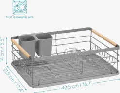 Navaris Afdruiprek Met Uitneembare Bestekhouder - Afwasrek Met Losse Lekbak - Vaatwasrek Met Plateau - Voor Bestek, Borden, Schalen En Pannen -Woonwinkel 1200x930