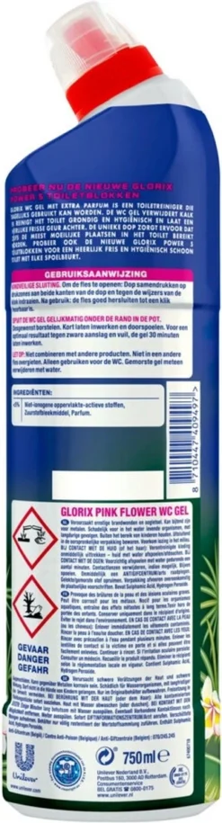 Glorix WC Powergel Toiletreiniger Pink Flower - 6 X 750 Ml - Voordeelverpakking -Woonwinkel 324x1200