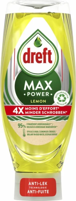 Dreft MaxPower - Lemon - Vloeibaar Afwasmiddel - Voordeelverpakking 8 X 640 Ml -Woonwinkel 454x1200