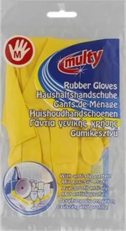 Multy Luxe Huishoudhandschoenen Maat M - Natuurlatex Met Katoenen Vlokvoering - Anti Slip - Rubberen Handschoenen - Waterdicht - Natuurlijk Latex - Maat M -Woonwinkel 653x1200