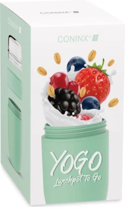 Coninx Yoghurtbeker To Go - Muesli Beker To Go - Lunchbeker - Mueslibeker 640ml (450ml+190ml) - Groen -Woonwinkel 729x1200