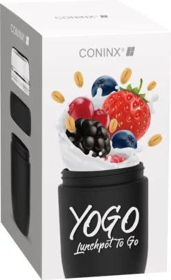 Coninx Yoghurtbeker To Go - Muesli Beker To Go - Lunchbeker - Mueslibeker 640ml (450ml+190ml) - Zwart -Woonwinkel 735x1200