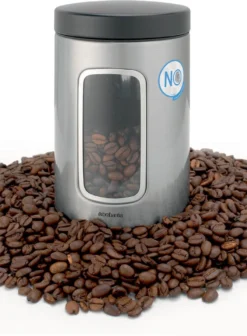 Brabantia Voorraadbus - 1,4 L - Matt Steel Fingerprint Proof / Matt Black Deksel - Met Venster -Woonwinkel 882x1200