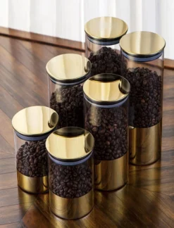 Luxaliving - Glazen Voorraadpot Set 3 Stuks - Opbergpot - Luchtdicht - Transparant - Gold -Woonwinkel 916x1200 1