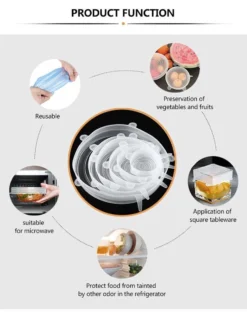 Siliconen Vershoud Deksels – Set Van 6 Stuks – Flexibel – Herbruikbaar – Wit - Stretch Tot Wel 30 Cm -Woonwinkel 939x1200 2