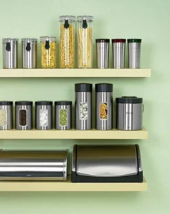 Brabantia Voorraadbus - 1,4 L - Matt Steel Fingerprint Proof / Matt Black Deksel - Met Venster -Woonwinkel 952x1200